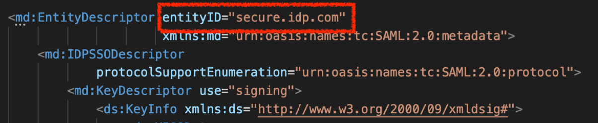 SSO entity ID in provider metadata